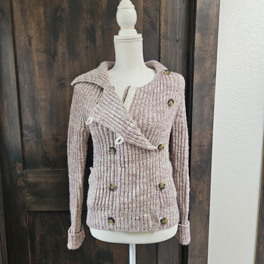American Eagle Outfitters Women's Cardigan - Heathered Lavender - Wool Blend